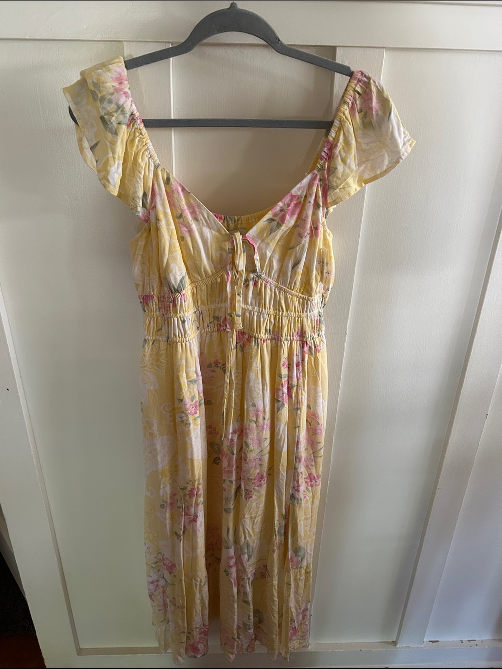 Hollister Yellow Floral Midi Dress